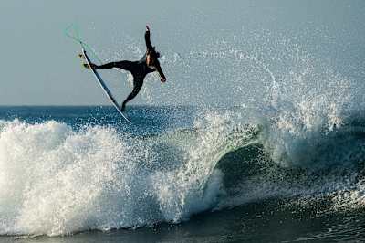 Surfer Jordy Smith performs a Frontside Air at the world-famous Lower Trestles break in San Clemente, California.
