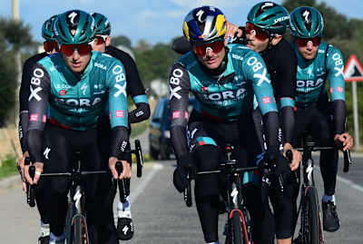 Anton Palzer training in Spain with his BORA - hansgrohe teammates on February 12, 2022.