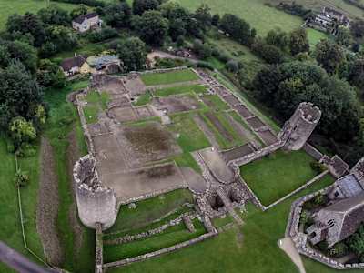 A drone shot of the actual Farleigh Castle castle!