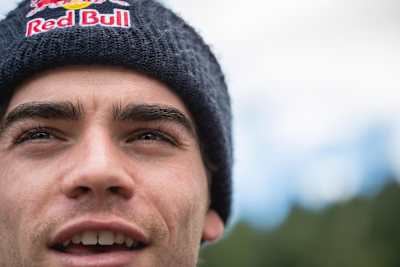 Loic Bruni wearing a Red Bull Beanie