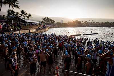 The IRONMAN World Championship age group start.