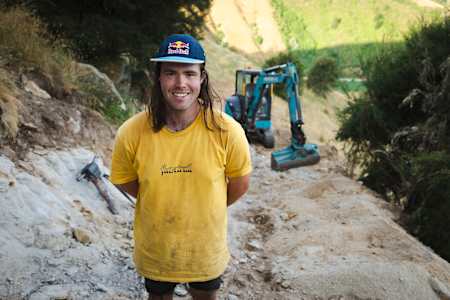 Portrait of Remy Morton during the Dream Track build for Brook Macdonald at Woodstock Farm, Motueka, New Zealand.
