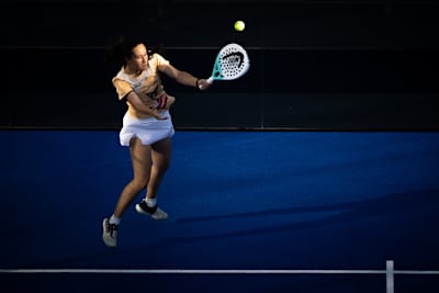 Andrea Ustero in action during the record-breaking semi-final match at the BNL Italy Major Premier Padel, held at the Foro Italico in Rome, Italy in June 2026. 