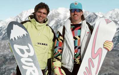 Tom Sims (right) and Jake Burton