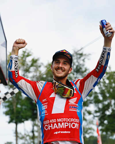 Hunter Lawrence celebrates his first 450 Pro Motocross title