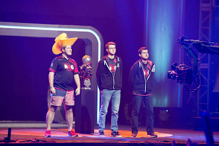 Jacob, GarrettG, and Fireburner at the S4 RLCS finals.