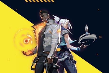 Artwork of the agents Phoenix and Jett from the video game Valorant.