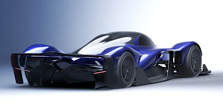 Vista trasera del hypercar RB17 de Red Bull Advanced Technologies.