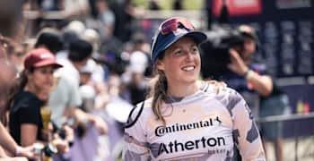 Rachel Atherton seen at UCI DH World Cup in Leogang, Austria on June 17, 2023