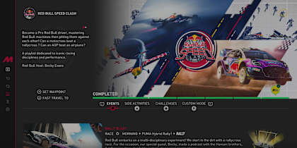 Captura de pantalla de la playlist de Red Bull Speed Clash en el videojuego The Crew Motorfest.