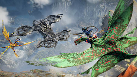 Screenshot aus Avatar: Frontiers of Pandora zeigt einen Luftkampf.