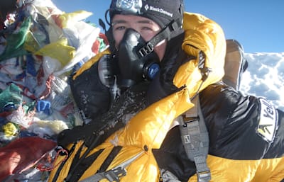 Dieumegard-Thornton shortly before reaching Everest's summit