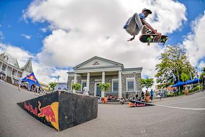 Participant performs during the Red Bull Local Hero Tour in Curepipe, Mauritius, on December 19, 2015.