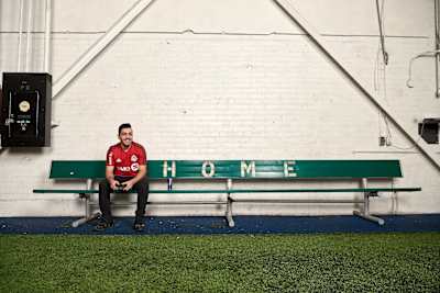 Philip Balke dons his hometown colours.