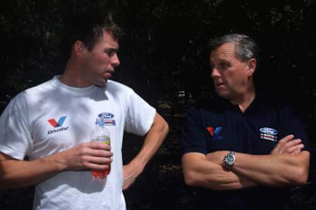 Colin McRae y su padre Jimmy McRae durante el Rally de Australia 1999, WRC.