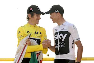 Geraint Thomas, Christopher Froome during the 105th Tour de France 2018, Stage 21 a 116km stage from Houilles to Paris Champs-Elysees / TDF / on July 29, 2018 in Paris, France.