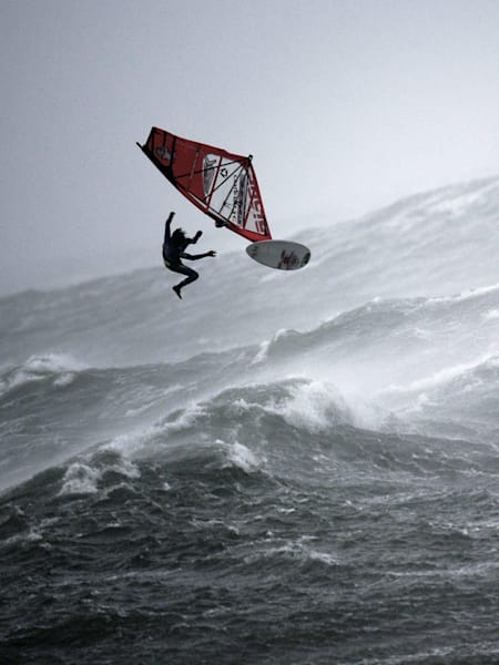 An event participant performs at the Red Bull Storm Chase at Brandon Bay, Republic of Ireland on January 28, 2013.