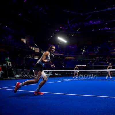 Action from a women's match during the Premier Padel 2023 season.