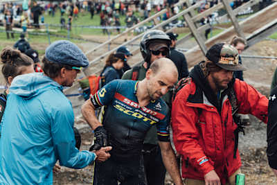 Nino Schurter as seen during racing at the 2022 men's XCC World Cup finals race in Snowshoe.