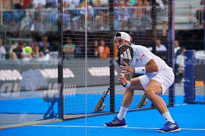 Ale Galán competes at the Sevilla Premier Padel P2 final in Sevilla, Spain on May 5, 2024. 