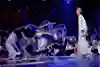 Rubix stands in a backbend position in his Red Bull Dance Your Style 2024 battle against previous world champion The D Soraki