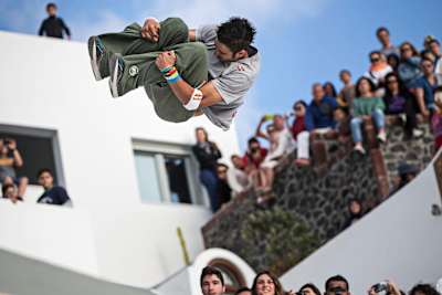 Local hero & Red Bull Art of Motion winner Dimitris Kyrsanidis in action