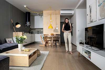 Obývačka spojená s kuchyňou