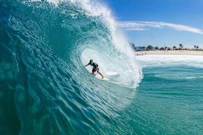 Surfer Joao Chianca rides the tube at Barrinha, in Saquarema, Brazil.
