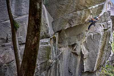 Jacopo Larcher as seen climbing his 'Tribe' Trad route in Cadarese, Italy.