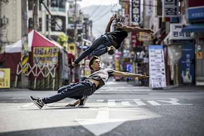 Cloud and Neguin perform in the streets of Bucheon, South Korea on September 23, 2017