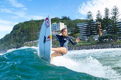 Molly Picklum pictured surfing at Burleigh Heads in Australia.