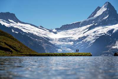 On the Eiger Ultra Trail: Lake Bach, with views of the Schreckhorn