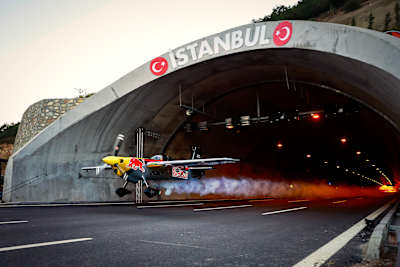 Italy's Dario Costa flies in the Tunnel Pass project outside Istanbul, Turkey.