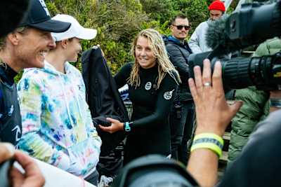 Molly Picklum at Bells with Steph Gilmore and Ash Barty.