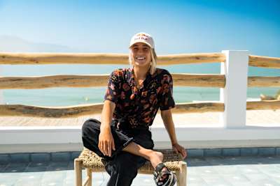 Surfer Laura Coviella pictured on set shooting for No Contest in Morocco.