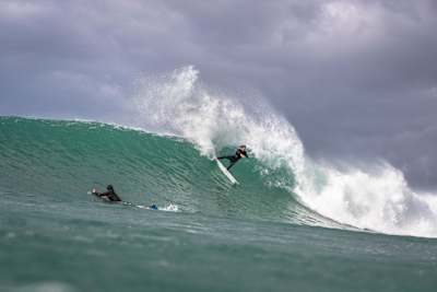 Jordy Smith surfing at Jeffreys Bay in South Africa.