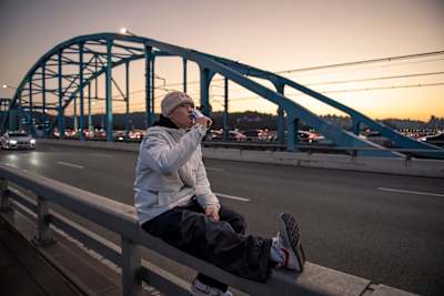 Phil Wizard always strives to become the best b-boy he can be. He poses for a portrait at Dongjak Bridge in Seoul, South Korea on October 18, 2022. 