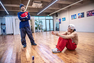 Hong10 and Phil Wizard are seen during a practice session at FXL Studio in Seoul, South Korea on October 19, 2022. 