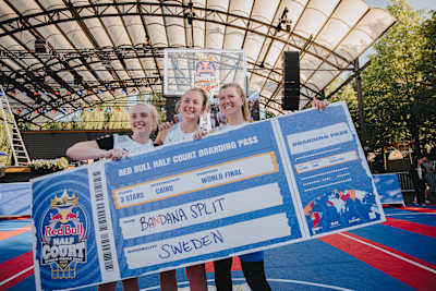 Participants play basketball at Red Bull Half Court, Stockholm, Sweden, on June 18, 2022.