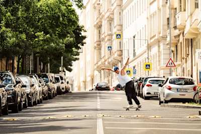 Maxim Habanec assesses the rolling surface of Prague's steepest downhill