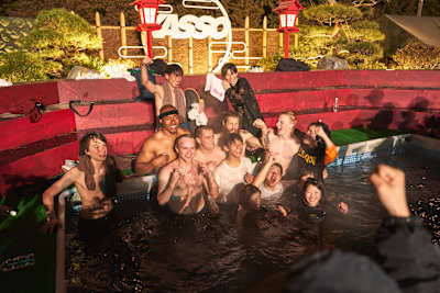 Skateboarding pros at KASSO hanging out