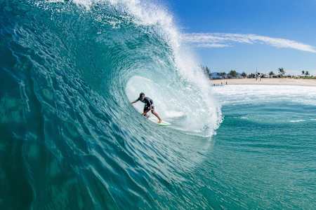 Surfer Joao Chianca rides the tube at Barrinha, in Saquarema, Brazil.