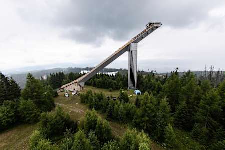 The ski jumping hill in Štrbské Pleso is a stunning venue