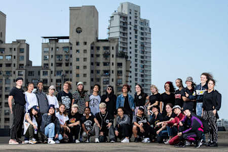 A group shot of all the B-Girls competing at the 2019 Red Bull BC One World Final.