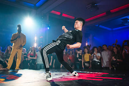 Kieran Lai performs at the Red Bull Dance Your Style National Final 2019.