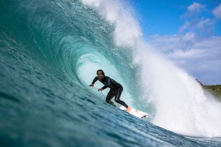 Jordy Smith rides the tube at Jeffreys Bay, South Africa. 