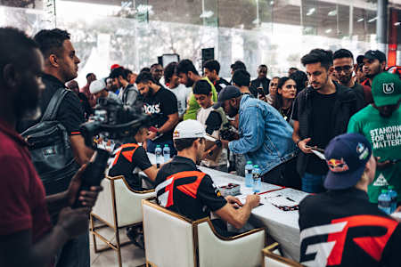 Sebastien Ogier meeting fans before the WRC Safari Kenya Rally round of the World Rally Championship in Kenya.