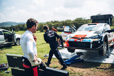 Sebastien Ogier as seen looking at his car at the WRC Safari Kenya Rally round of the World Rally Championship in Kenya.