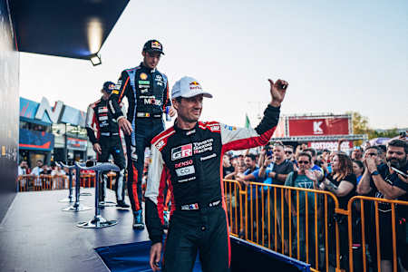 Sébastien Ogier is pictured in Greece before the start of the Acropolis Rally. 