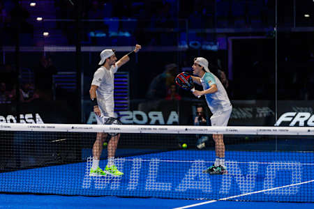 Alejandro Galán and Juan Lebrón playing padel.